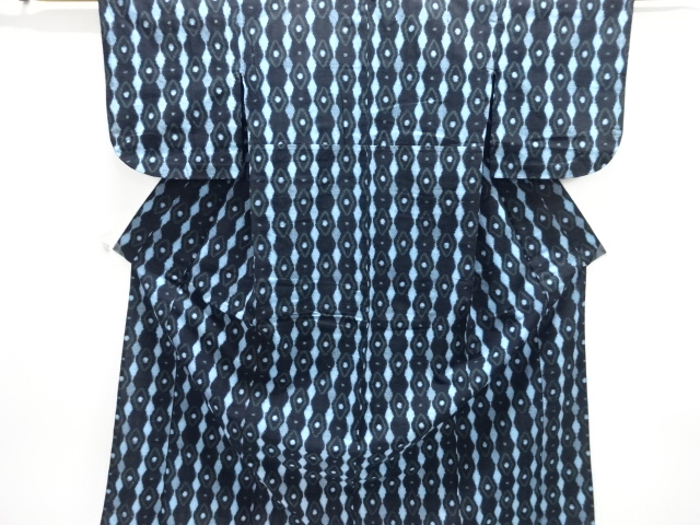 JAPANESE KIMONO / ANTIQUE COTTON AUTHENTIC KURUME KASURI DIAMOND PATTE